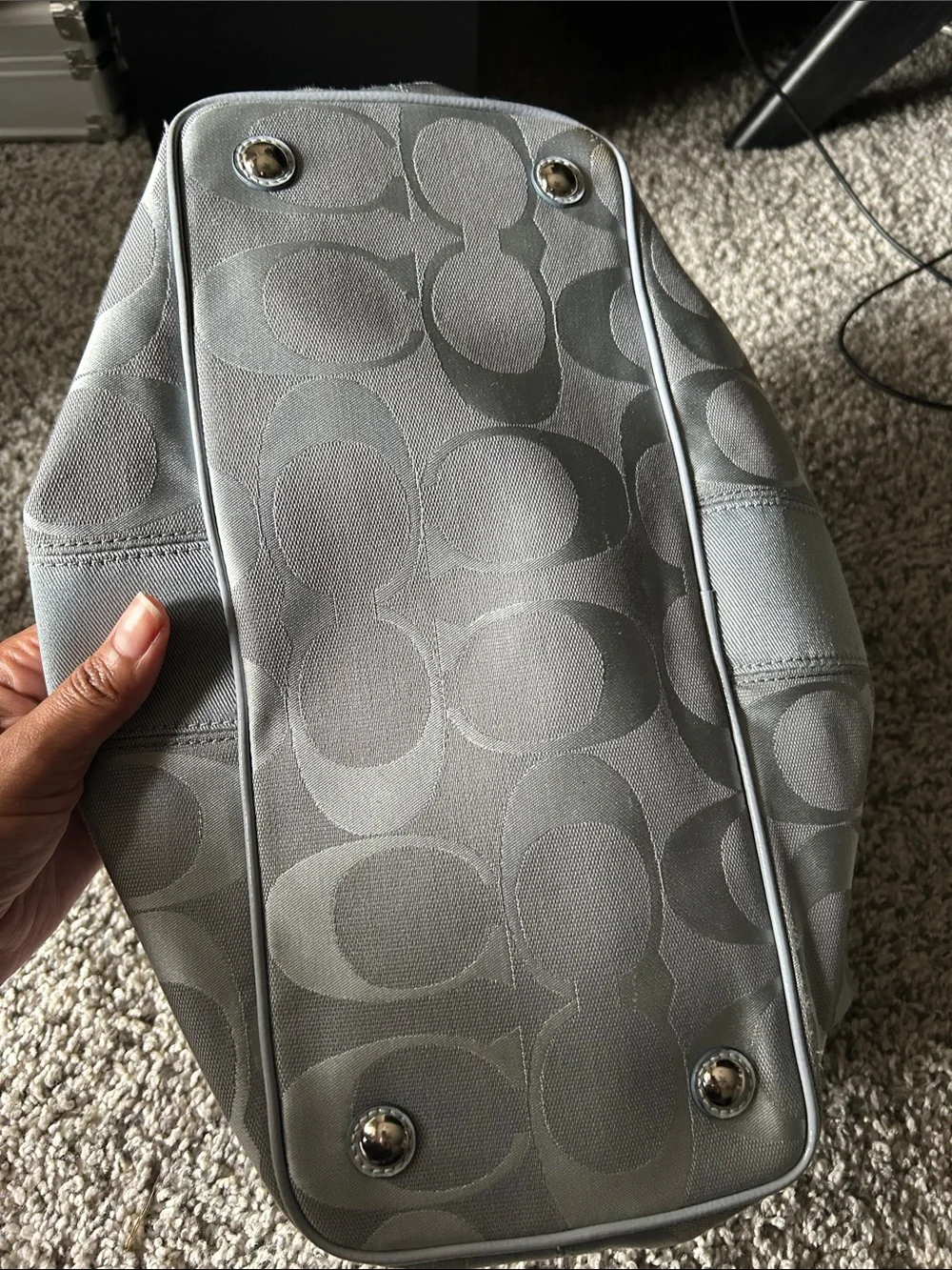 Coach Silver Signature Satin Tote Mint Condition 2010-2011